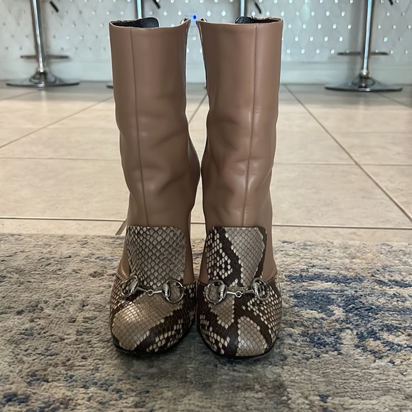 GUCCI BOOTS ANKLE LILLIAN PYTHON WITH HORSEBIT DETAIL $1,595 sz IT 37 - Picture 2 of 8